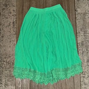 Free People Gaucho Jade Green Pleated Wide Leg Pants